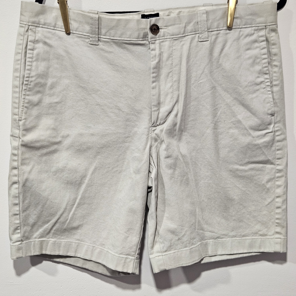 J. Crew Light Tan Flat Front Cotton Shorts Mens Size 34